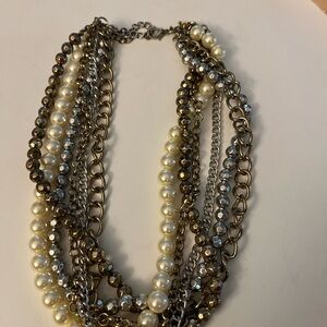 Pearl Gold and Silver Multi-Strand Necklace